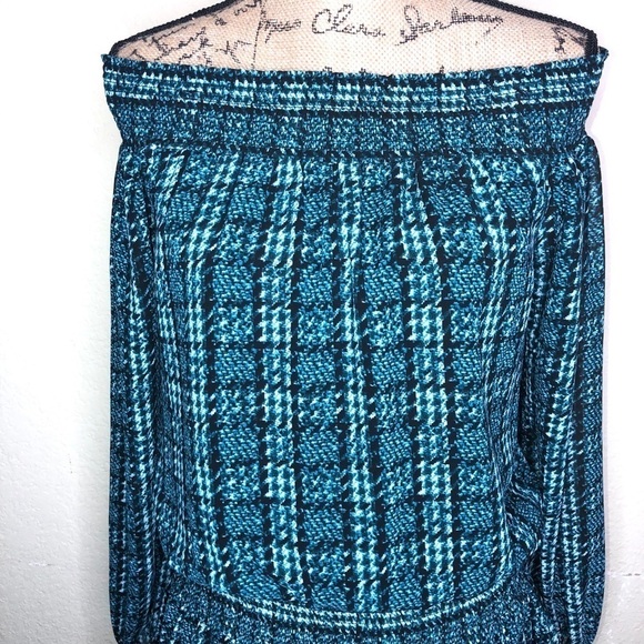 Michael Michael Kors Dress Houndstooth Teal Black & White Ruffle Dress Size L - Picture 5 of 8